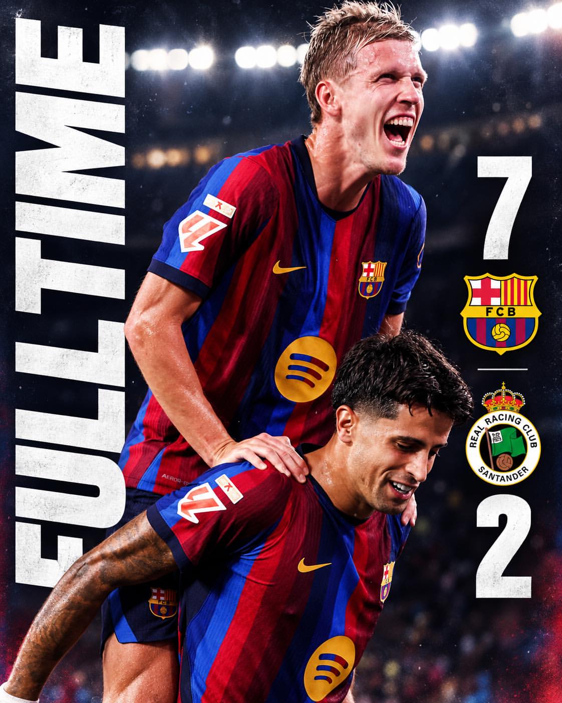 Barcelona yaendeleza dozi La Liga, yaipiga Racing Santander 7-2
