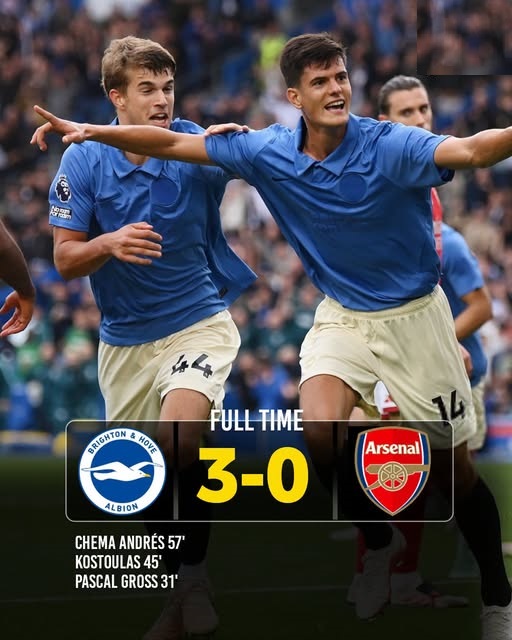 Brighton Hand Arsenal First Premier League Defeat with 3-0 Win