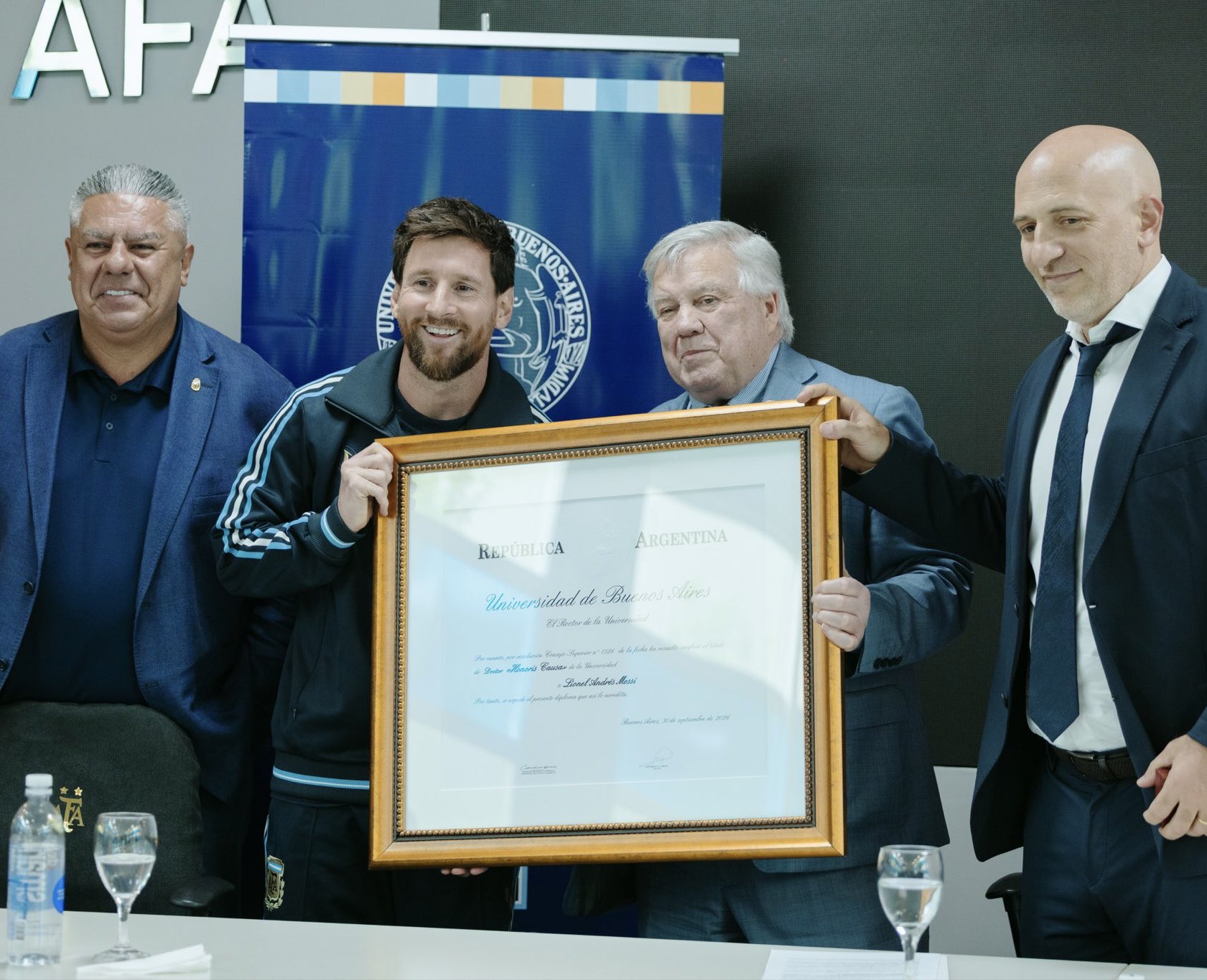 Messi receives honorary doctorate from the University of Buenos Aires.